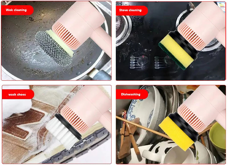 Electric Cleaning Brush Dishwashing Automatic Wireless USB Rechargeable Professional Kitchen Bathtub Tile Cleaning Brushes